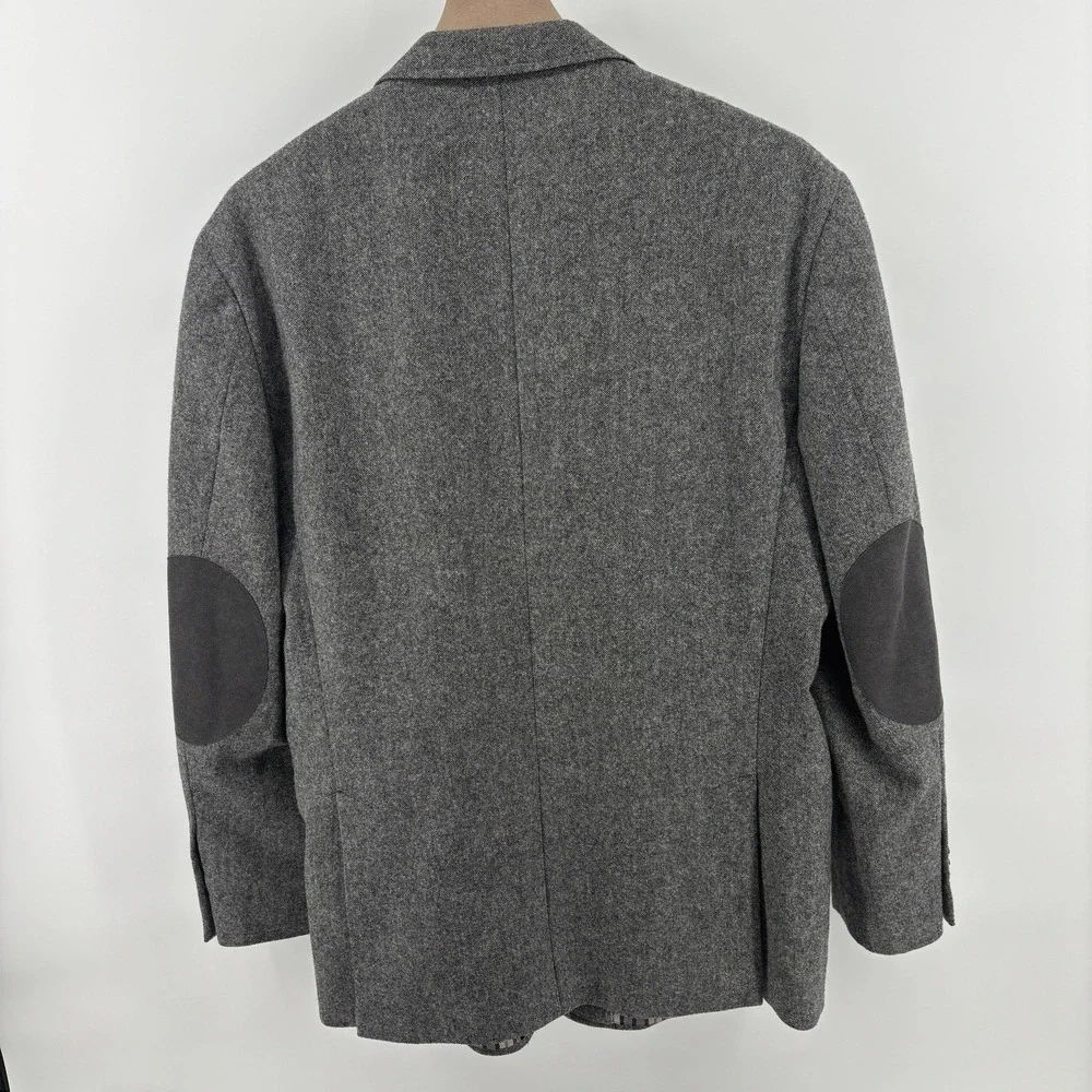 Jos A Bank 1905 Tweed Elbow Patches Sport Coat Mens 44R Gray Blazer Jacket Wool